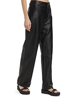 Leather Wide-Leg Pants