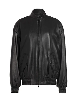 Oversized Leather Bomber Jacket
