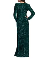 Sequined Surplice Body-Con Gown