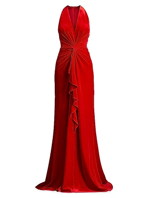 Velvet Twist Halter Gown