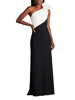 Two-Tone Ruffle Column Gown