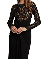 Sequined Lace Crepe Midi-Dress