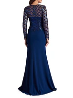 Sequined Diamond Crepe Gown