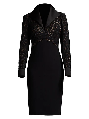 Lace & Crepe Sheath Dress