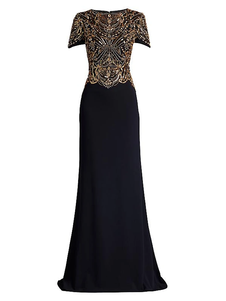 Sequined Crepe Gown