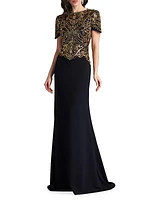 Sequined Crepe Gown