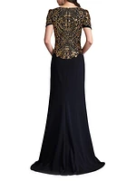 Sequined Crepe Gown