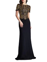 Sequined Crepe Gown