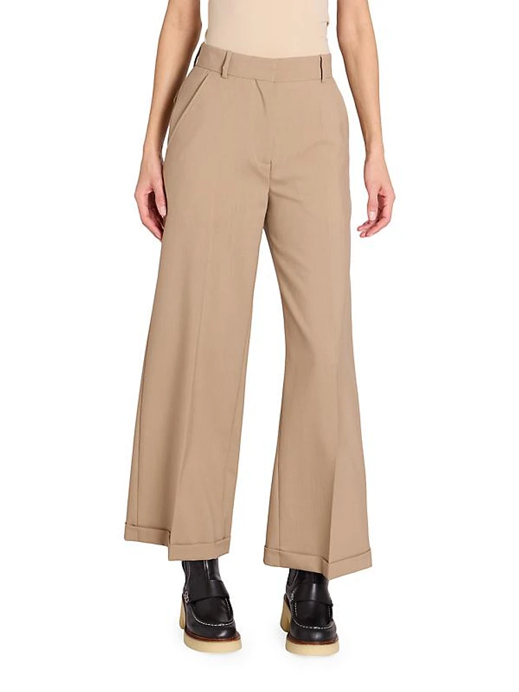 Tailored Wide-Leg Wool Pants