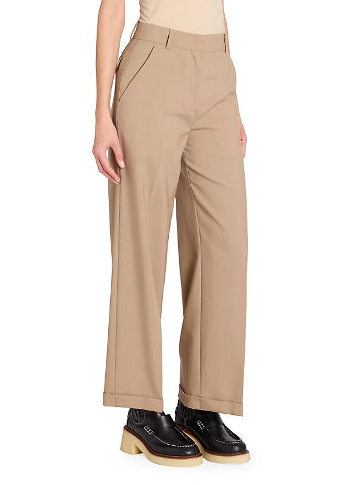 Tailored Wide-Leg Wool Pants