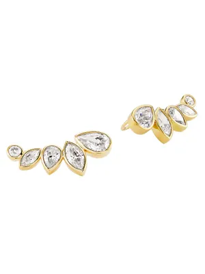 Basel 18K-Gold-Plated & Cubic Zirconia Ear Climbers