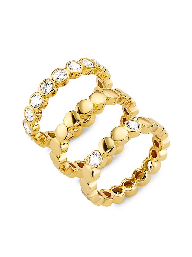 Basel 18K Gold-Plate & Cubic Zirconia Three-Piece Stacking Ring Set