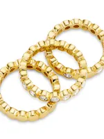 Basel 18K Gold-Plate & Cubic Zirconia Three-Piece Stacking Ring Set