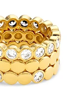 Basel 18K Gold-Plate & Cubic Zirconia Three-Piece Stacking Ring Set