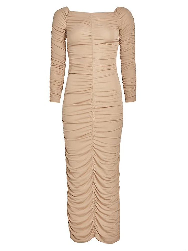 Ruched Body-Con Midi-Dress