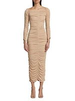 Ruched Body-Con Midi-Dress