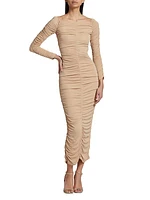 Ruched Body-Con Midi-Dress