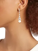 Versailles Rhodium-Plated, Cubic Zirconia & Cultured Freshwater Pearl Drop Earrings