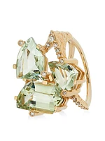 Luxury 18K Yellow Gold, Green Prasiolite & 0.4 TCW Diamond Ring