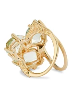 Luxury 18K Yellow Gold, Green Prasiolite & 0.4 TCW Diamond Ring