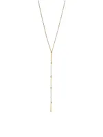 14K Yellow Solid Gold Brooklyn Bar Station Drop Necklace