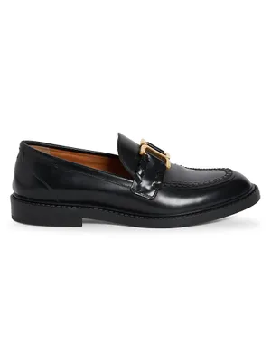 Marcie Logo Buckle Leather Loafers