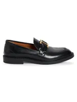 Marcie Logo Buckle Leather Loafers