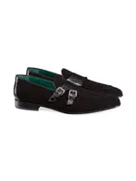 Crocodile and Suede Monk Strap Shoes