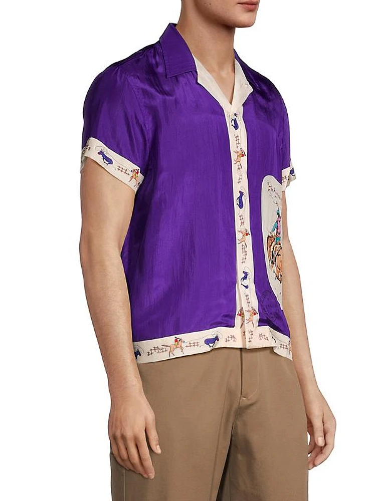 Round Up Graphic Silk Camp Shirt