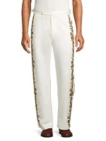 Bead-Embellished Linen-Cotton Trousers