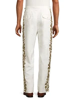 Bead-Embellished Linen-Cotton Trousers