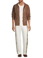 Bead-Embellished Linen-Cotton Trousers