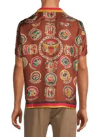 State Seal Graphic Silk Camp Shirt