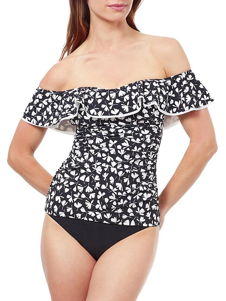 Floral Off-The-Shoulder Tankini Top