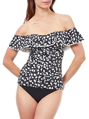 Floral Off-The-Shoulder Tankini Top