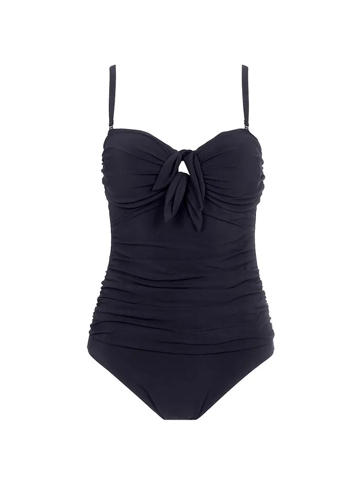 Dandy Ruched Tie-Front One-Piece Swimsuit