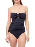 Dandy Ruched Tie-Front One-Piece Swimsuit