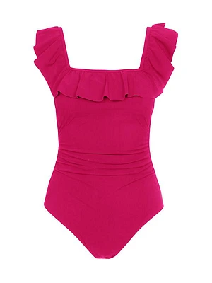 Tutti Frutti Squareneck Ruffle One-Piece Swimsuit
