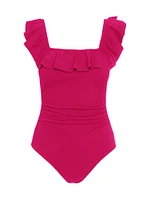 Tutti Frutti Squareneck Ruffle One-Piece Swimsuit