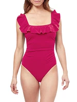 Tutti Frutti Squareneck Ruffle One-Piece Swimsuit