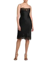 Lace-Trim Satin Dress