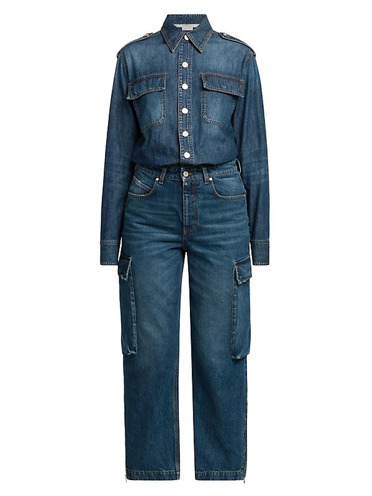 Denim Cargo Jumpsuit