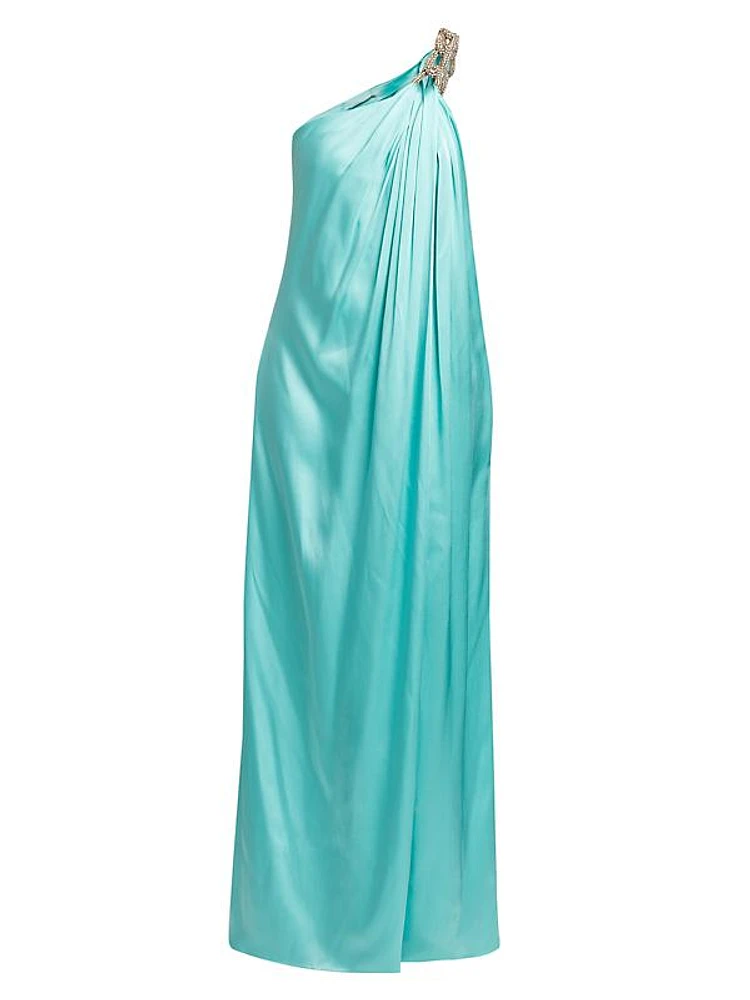 Falabella Crystal Draped Satin Gown