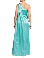 Falabella Crystal Draped Satin Gown