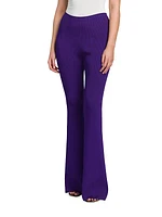 Rib-Knit Flare Trousers