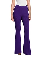 Rib-Knit Flare Trousers