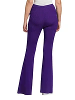 Rib-Knit Flare Trousers