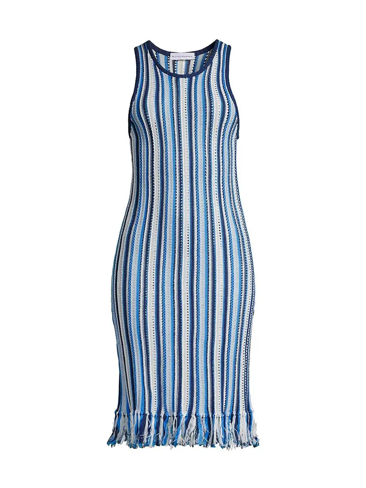 Sleeveless Striped Crochet Midi-Dress