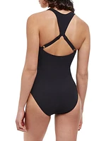 Logo Waist One-Piece Swimsuit