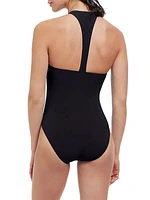 Quarter-Zip One-Piece Swimsuit